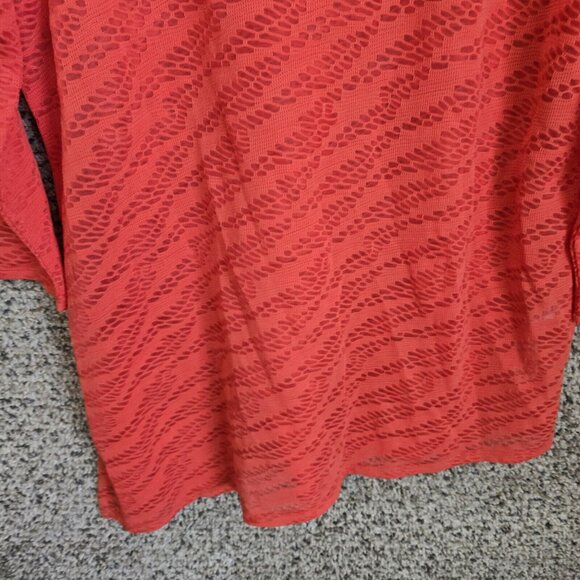 Chicos Top Womens 1 US Medium Orange Open Knit Scoop Neck 3/4 Sleeve Casual - Picture 5 of 7